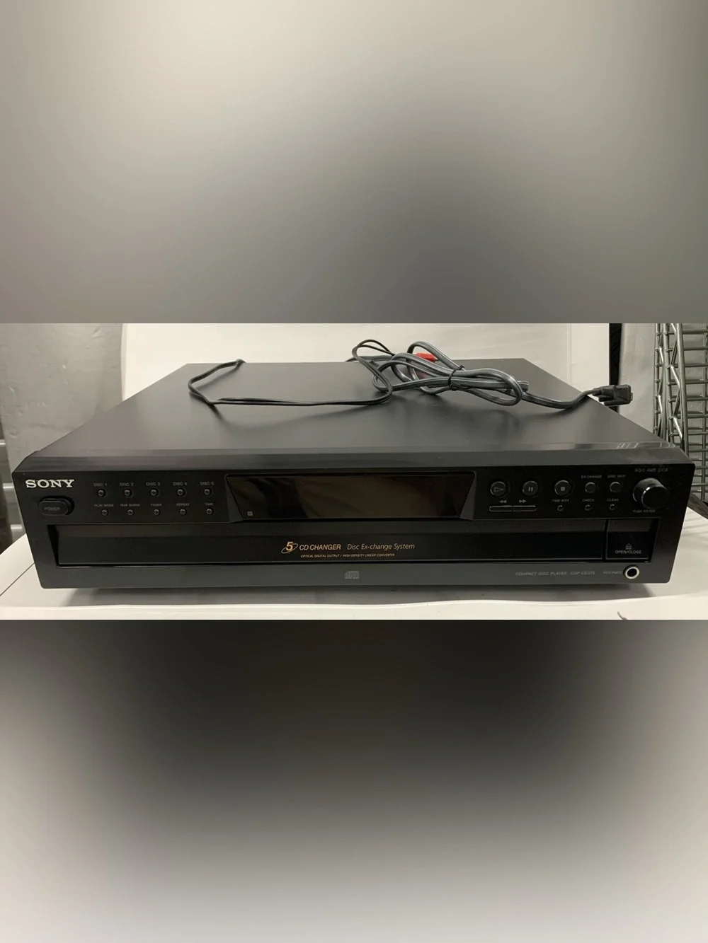 Sony CDP-CE375 5-Disc CD Changer Player Black TOSLINK RCA Headphone